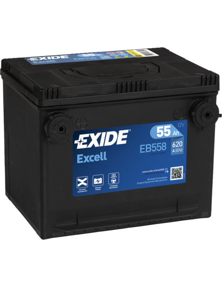 Batería de coche Exide Excell. 55Ah-620EN-Modelo EB558Borna SAE S 3/8")